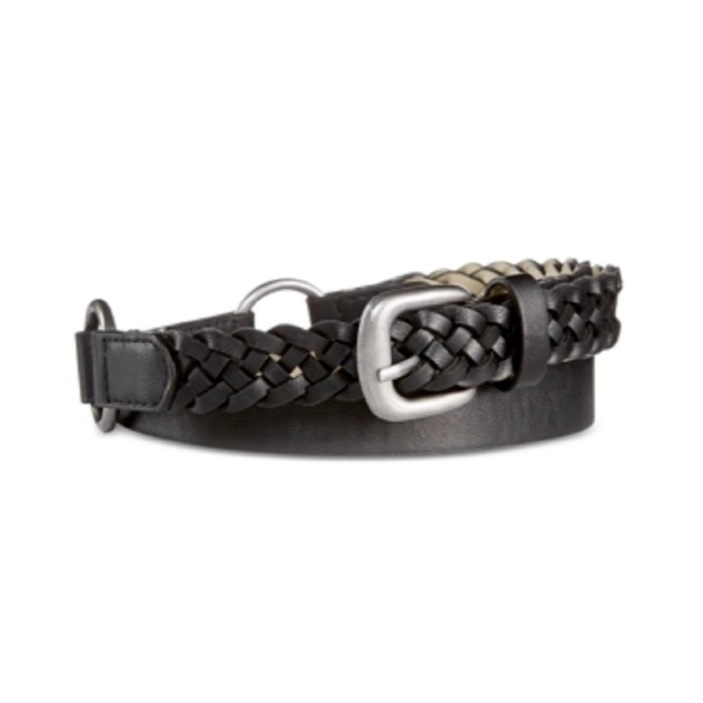 Style & Co. Mixed Media Skinny Woven Hip Black Belt Women's Size Small